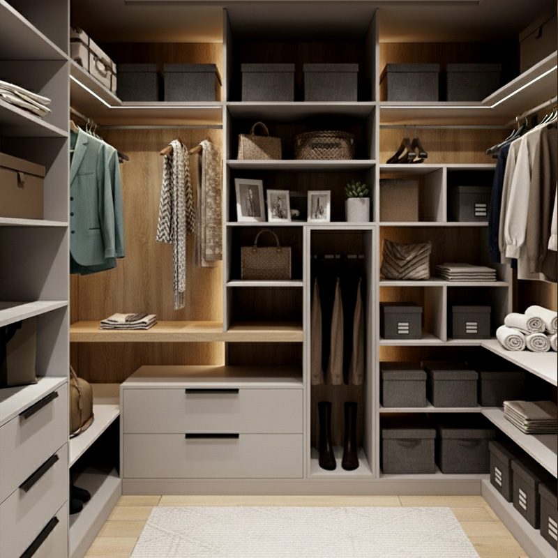 Garderobes istabas projekts Berģos.